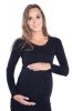 MijaCulture – 2 in 1 Maternity and Nursing Shirt top 95% Cotton 3075  Black